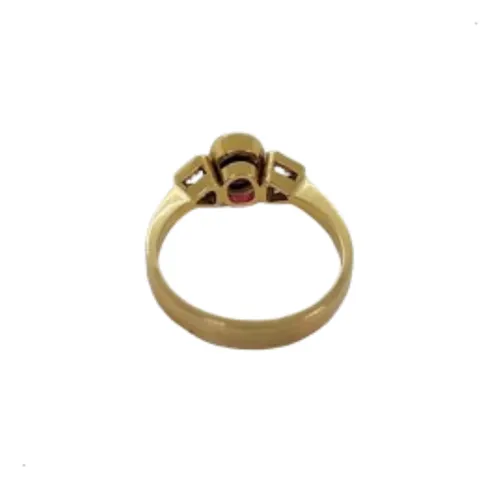 Anillo En Oro 18k Talla 7, Con Ruby Y 4 Diamantes