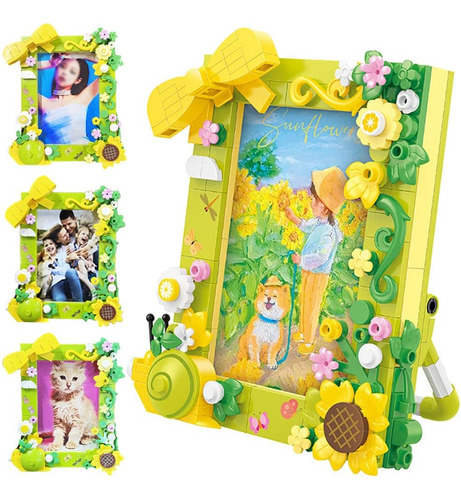 Block Picture Frame Girasol, Lindo Marco De Fotos Flores Kit