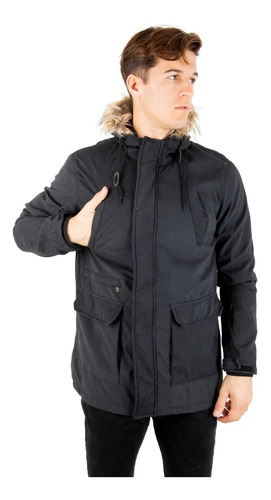 Imagen 3 de 4 de Campera Hombre Parka Abrigo Capucha Con Pelo Y Reguladores