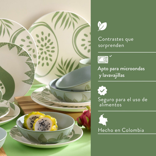 Nueva Vajilla Corona Frutto 4 Puestos 16 Piezas Verde