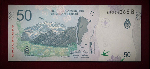 Billete 50 Pesos Cóndor Serie B 2020 Bottero 5206 A F 2