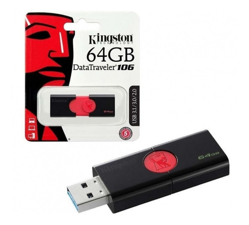 Imagen 6 de 7 de Pendrive Kingston Dt106/64gb Usb 3.0 Datatraveler 106 Type-a