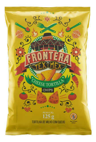 Tortilha Chips de Milho Frontera Tex Mex queijo sem glúten 125 g