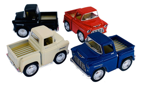 Kinsfun - Juego De 4 Camionetas Chevy Stepside De 2 Pulgadas