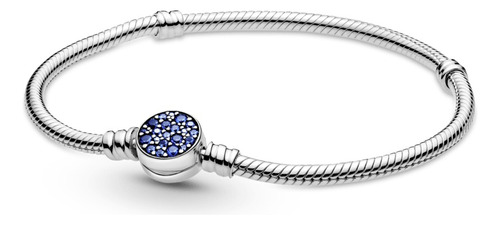 Pulsera Pandora Original Disco Azul Fabricada Plata S925