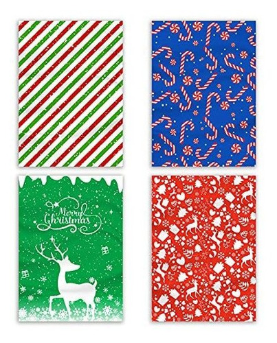 KKBES 4 Pieces Christmas Giant Gift Bags Oversize Gift Bags 54.3x36.2 Plastic Jumbo Christmas Bags for Large Gifts Kids Toys Goodie Supplies with Name Cards and Ties 