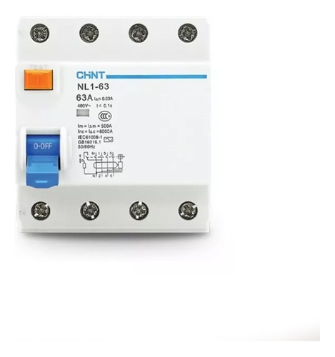 Disyuntor Diferencial Tetrapolar 63 Amp - 6ka - 30ma - Chint