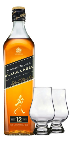Whisky Johnnie Walker Black 1l + 2 Copas De Cata De Cristal