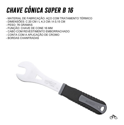 Imagen 2 de 4 de Llaves De Conos Bicicleta Super B # 16 Herramienta Bicicleta