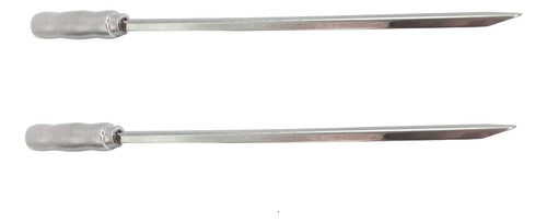 2 Espetos Inox Cabo De Alumínio 44cm Lamina - Tipo Espada