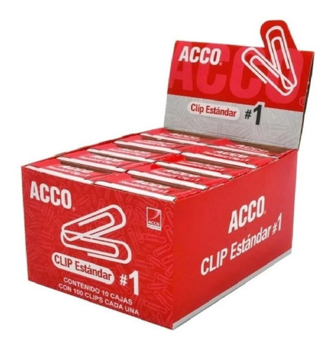 Imagen 1 de 2 de 10 Cajas De Clips Acco Estándar No.1 Inoxidable Con 100 C/u
