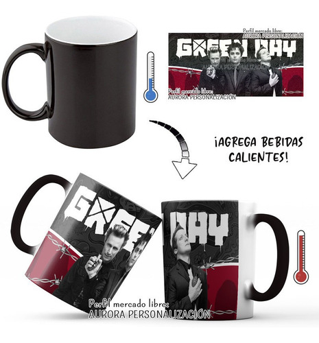 Mug Mágico Green Day  Banda Rock Taza Termica Pocillo