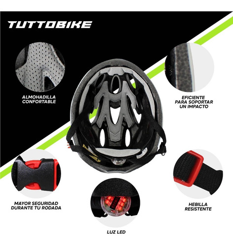 Casco Bicicleta Ruta Y Montaña Luz Led Y Visor Ciclismo Monk