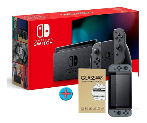 Nintendo Switch Gris + Vidrio Templado De Regalo, Macrotec