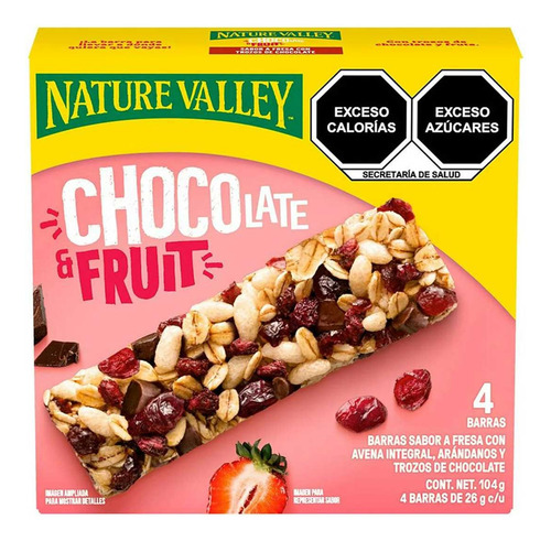 Barras Nature Valley Chocolate fruit fresa con arandanos y trozos de chocolate 104g