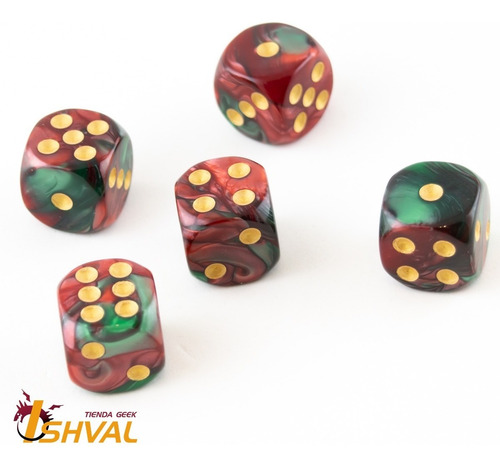Imagen 2 de 3 de Set De 5 Dados D6 Para Rol - Orc Wound - 15mm