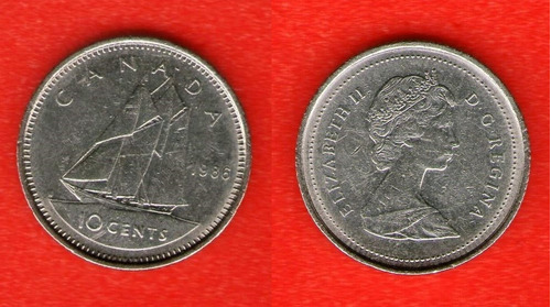 Moeda Canada 10 Cents 1986 18mm (124m9)