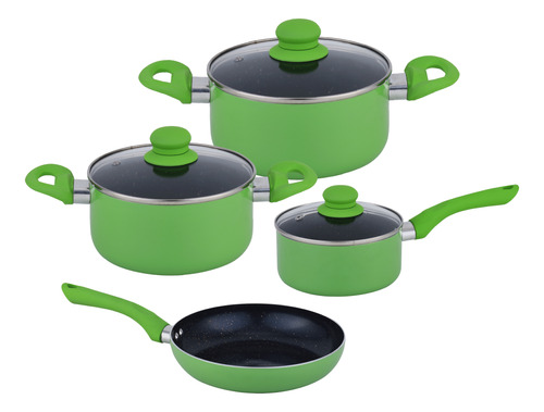 Set Bateria De Cocina 7 Pzas Cuori Verde