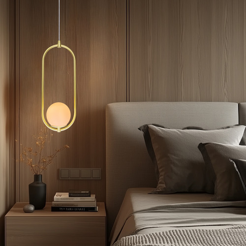 Lustre Arkom Dourado Globo De Vidro Fosco Led 110v/220v