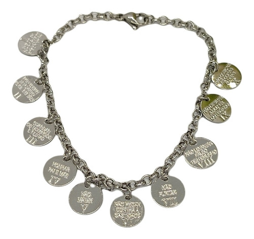 Pulseira 10 Mandamentos Em Aço Inox Antialérgico Cód Mr 423
