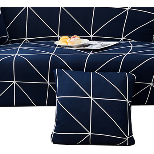 Imagen 2 de 5 de Funda Sillón Diseño Geo 2 Cuerpos Azul