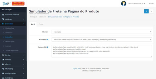 Módulo Simulador Frete No Produto - Opencart 2x, 3x - Dev5