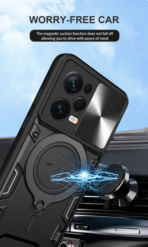 Funda Proteger Lente Rotación Andamio +mica Para Xiaomi Poco Negro Redmi Note12 Pro 5g/poco X5pro