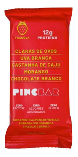 Kit 2x: Barra De Proteína Fragola Sem Açúcar Pincbar 50g