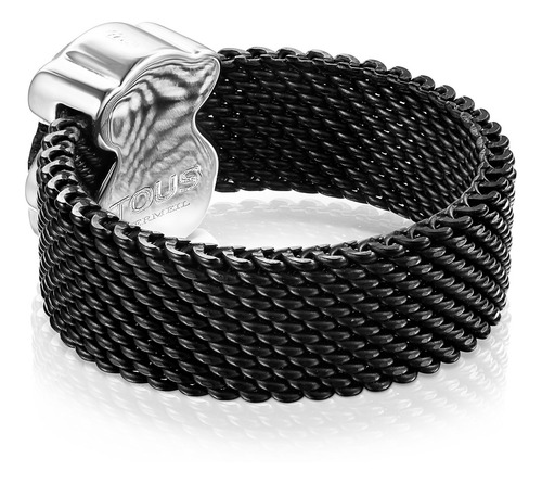 Anillo Mesh Color De Acero Ip Negro Y Ónix