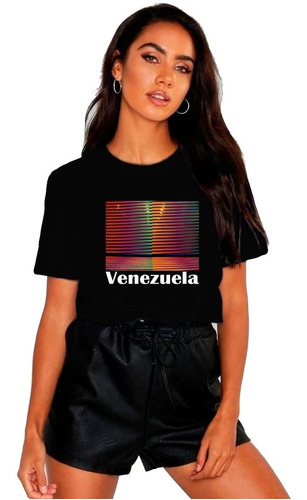 Polera Dama Estampada 100%algodon Aeropuerto Venezuela