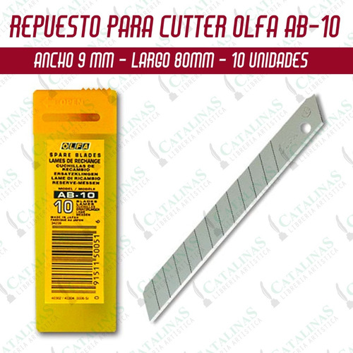Repuesto Olfa Ab - 10 /9mm Estuche X 10 Unidades Microcentro