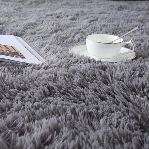 2x1,4 Mts Alfombra Nórdica Pelo Largo Varios Colores 2 M 1.4 M Liso Gris Oscuro