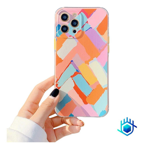 Funda Pintura Para iPhone+ Mica Brochas Mujer Dama Protector