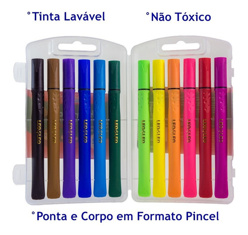 Estojo Com 12 Canetas Brush Pen Hidrográfica - Ponta Pincel