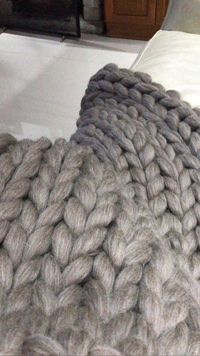 Manta Xl Nórdica Gris Vison Para Cama Individual Tejidos Gris