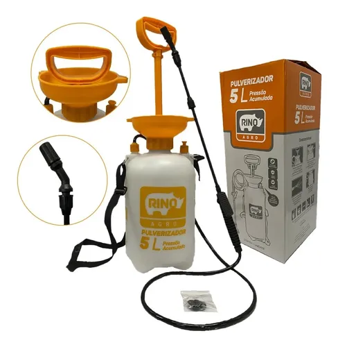 Pulverizador Manual De Pressão Acumulada 5 Litros Rino Agro | Frete grátis
