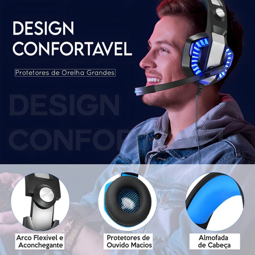 Fone Gamer Headset Knup Kp-491 Led Pc Ps4 X One