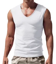 Comprar Camiseta Manga Para Hombre Cuello V Ajuste Delgado Algodon