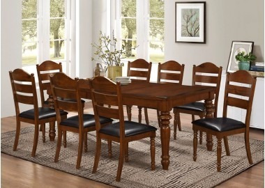 Juego De Comedor Mesa Extensible Madera Maciza + 8 Sillas