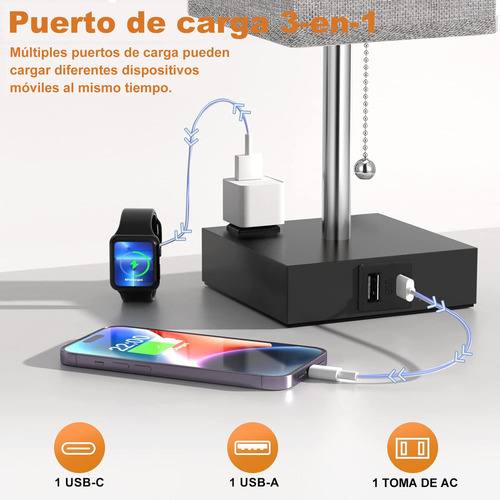 Luminárias De Mesa Led De 3 Cores Com Holofote E Usb-c