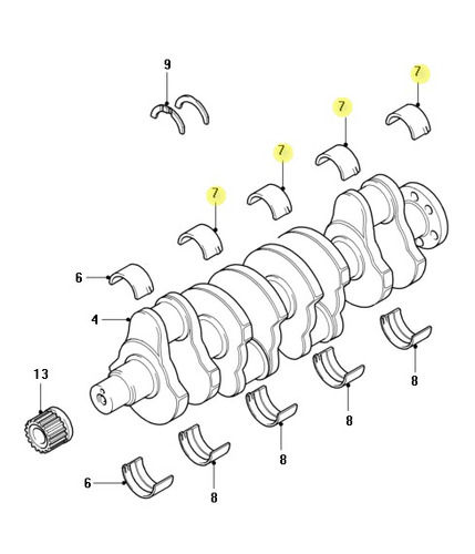 Medio Cojinete Superior Cigueñal 0.25mm Ford Endura 1.8 Dsl