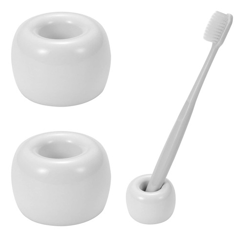 Mini Soporte De Cerámica Para Cepillos De Dientes Blanco