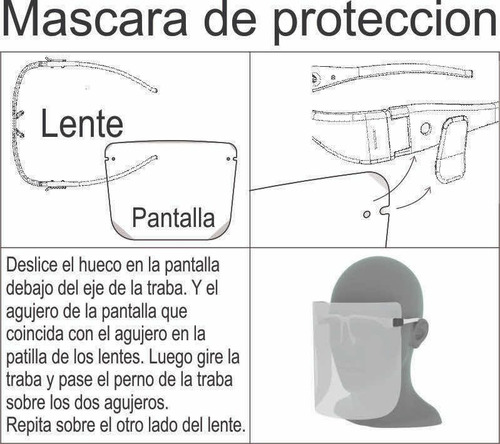 Imagen 4 de 9 de Mascara Protectora Facial Armazón Lentes No Se Empaña Comoda