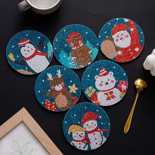 Cuadros De Diamantes De Navidad Posavasos 6 Posavasos De Nav