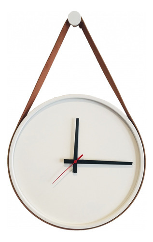 Relógio Branco Alça Caramelo/branco Ponteiro Preto 30cm