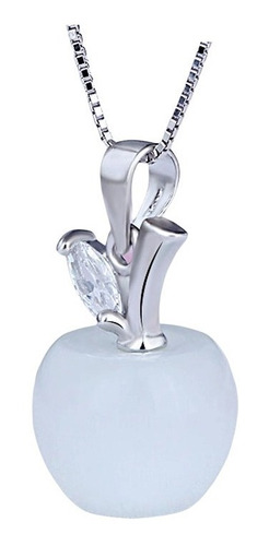 Dije Cuarzo Manzana White Plata 925 Ley Ak Jewelry Cadena