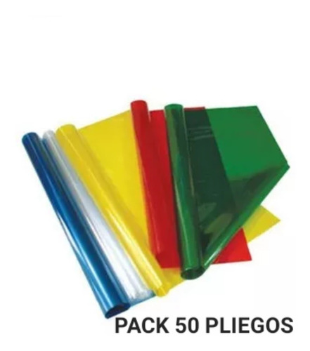 Papel Celofan En Pliego 70x100 Colores Surtidos Pack 50 Pzas