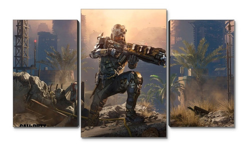 Cuadro Decorativo Moderno Gamers Call Of Duty Jd-0215 G Tríptico 100x60 Cm Sin Marco
