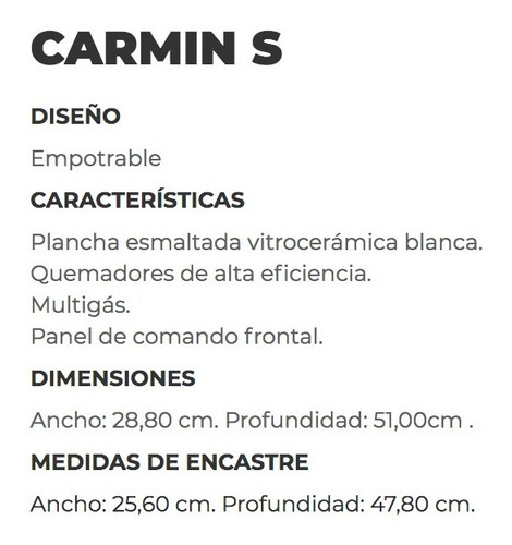 Imagen 6 de 10 de Anafe Gas Embutir Ormay Carmin S Blanco 2 Hornallas Valvula