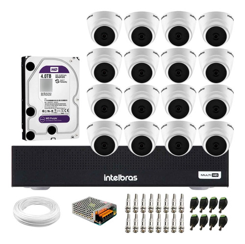 Kit 16 Cameras Intelbras 1120 Dvr 16ch Mhdx 1016, Purple 4tb